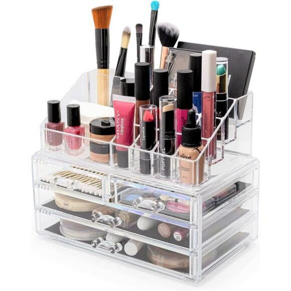 Clear Acrylic Makeup Organizer with Drawers Vanity Cosmetic Storage Box Countert - Picture 5 of 6